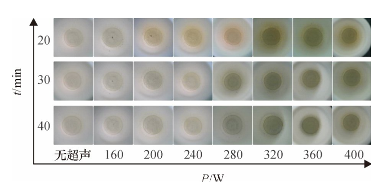 不同密閉消解時(shí)間、不同超聲功率的消解效果